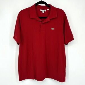Lacoste Classic Fit Polo Shirt Red Mens XL Embroidered Croc Short Sleeve Holiday